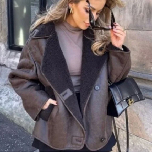 Zara Dark Brown Teddy Jacket - Picture 2 of 5